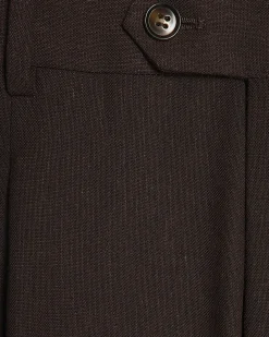 Brown Slim Fit Linen Blend Suit Trousers