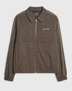 Brown Slim Fit Puppytooth Jacket