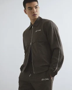 Brown Slim Fit Puppytooth Jacket