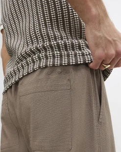 Brown Slim Fit Stretch Textured Joggers
