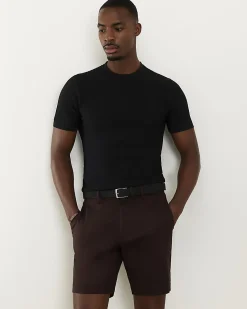 Brown Slim Stretch Chino Short with Belt