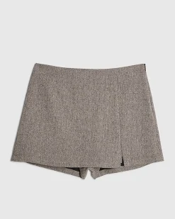 Brown Split Hem Skort