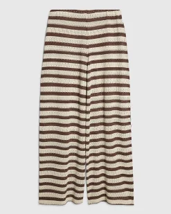 Brown Stripe Textured Trousers
