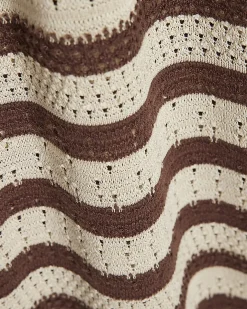 Brown Stripe Textured Trousers