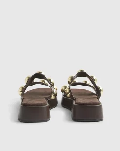 Brown Studded Flatform Sandals