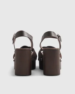 Brown Suede Clog Wedge Sandals