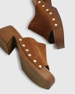 Brown Suede Clogs