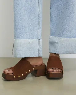 Brown Suede Clogs