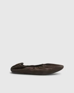 Brown Suede Elastic Ballet Pumps