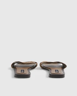 Brown Suede Twist Strap Sandals