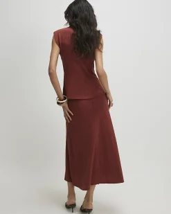 Brown Textured Full Skirt