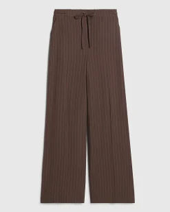 Brown Viscose Stripe Tailored Trousers