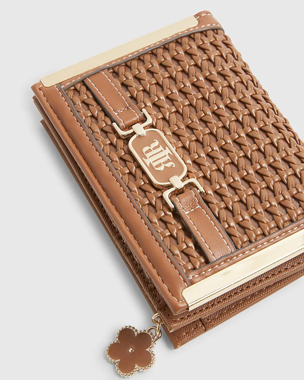Brown Weave Foldout Purse