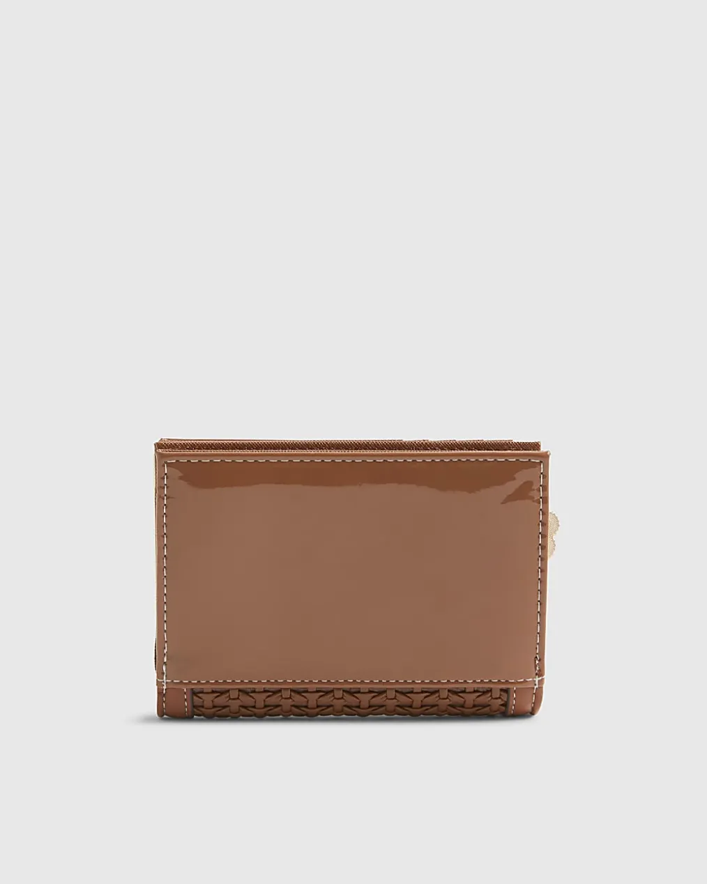 Brown Weave Foldout Purse