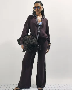 Brown Whipstitch Drawstring Cotton Trousers