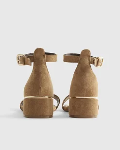 Brown Wide Fit Faux Suede Heel Sandals
