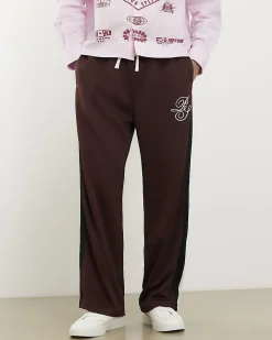 Brown Wide Leg Side Stripe Joggers