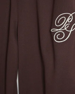 Brown Wide Leg Side Stripe Joggers