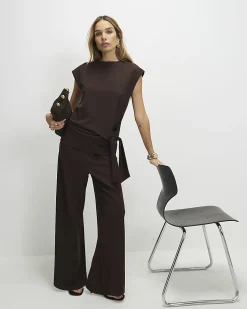 Brown Wide Leg Trousers