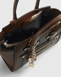 Brown Winged Panelled Zip Tote Bag