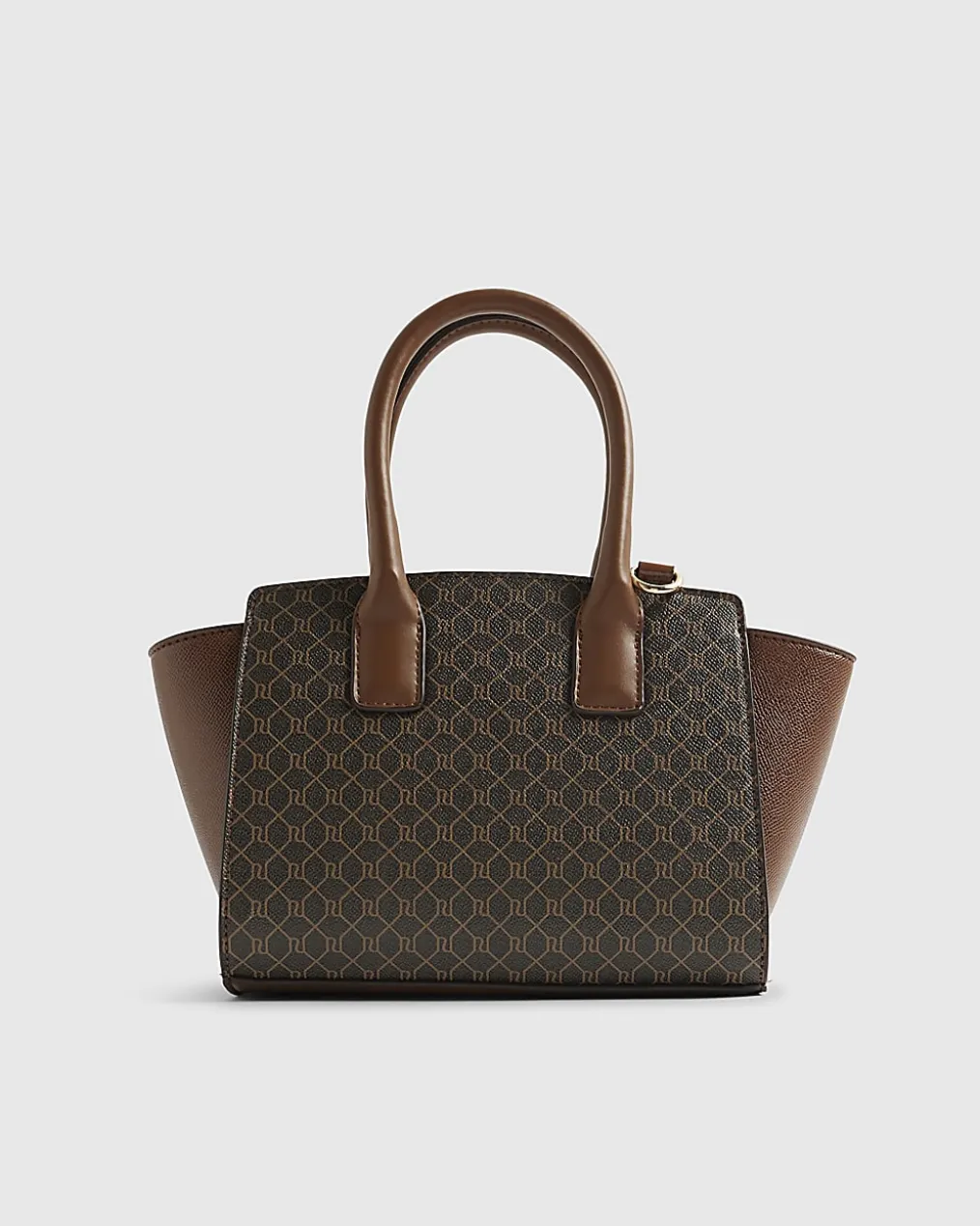 Brown Winged Panelled Zip Tote Bag
