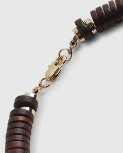 Brown Wooden Beaded Necklace