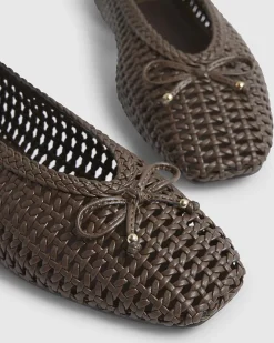 Brown Woven Ballet Pumps
