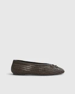 Brown Woven Ballet Pumps