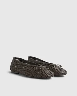 Brown Woven Ballet Pumps