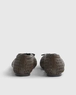 Brown Woven Ballet Pumps