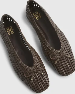 Brown Woven Ballet Pumps