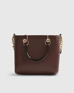 Brown Woven Mini Tote Bag