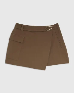 Brown Wrap Utility Skort