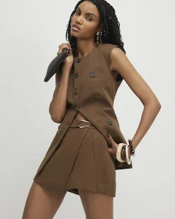 Brown Wrap Utility Skort