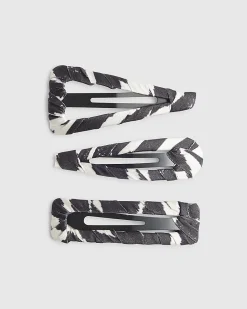 Brown Zebra Print Hair Clips