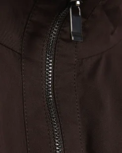 Brown Zip Front Cropped Shacket