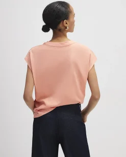 Coral Cotton Grown On Sleeve T-Shirt