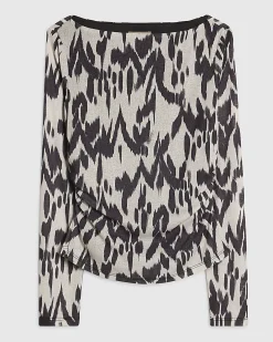 Cream Abstract Print Top