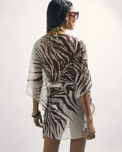 Cream Animal Print Mini Kaftan
