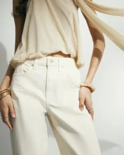 Cream Barrel Leg Jeans