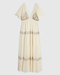 Cream Beaded Maxi Dress