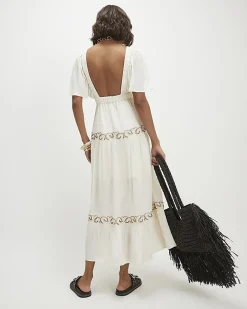 Cream Beaded Maxi Dress