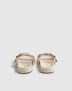 Cream Boucle Double Strap Footbed Sandals