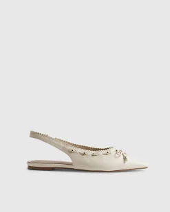 Cream Bow Slingback Pumps