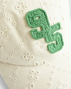 Cream Broderie baseball Cap