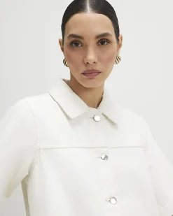 Cream Button Through Denim Dress