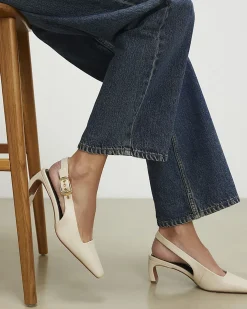 Cream Chisel Toe Slingback Court Heels