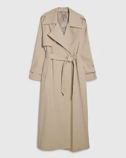 Cream Collared Long Sleeve Trench Coat