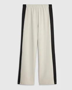 Cream Colour Block Wide Leg Trousers