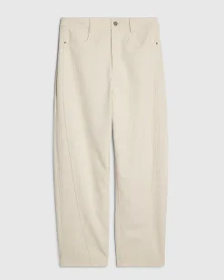 Cream Corduroy Barrel Leg Trousers